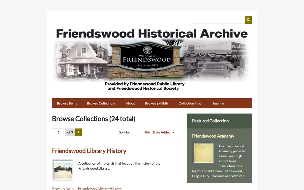 Friendswood city directory research in the Digital Archive collections