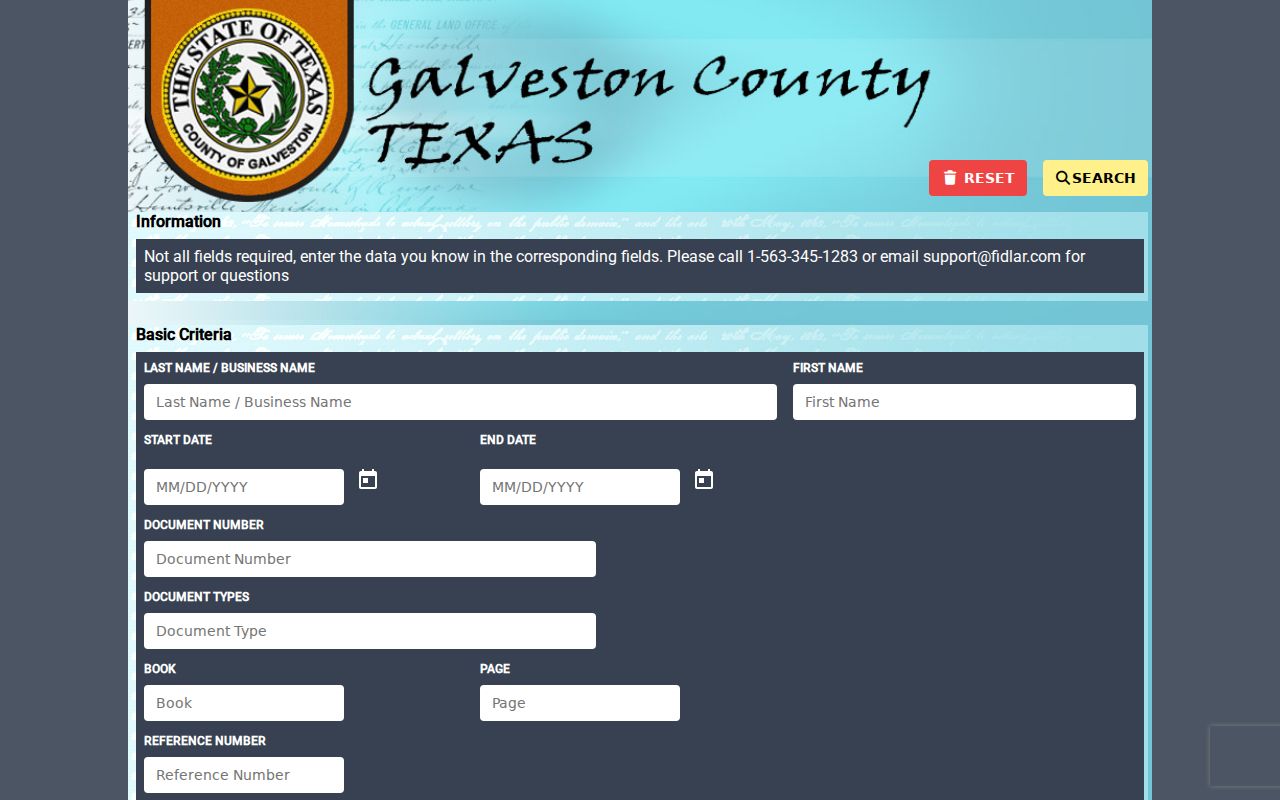 Friendswood residents directory view of the Galveston County AVA official-records search