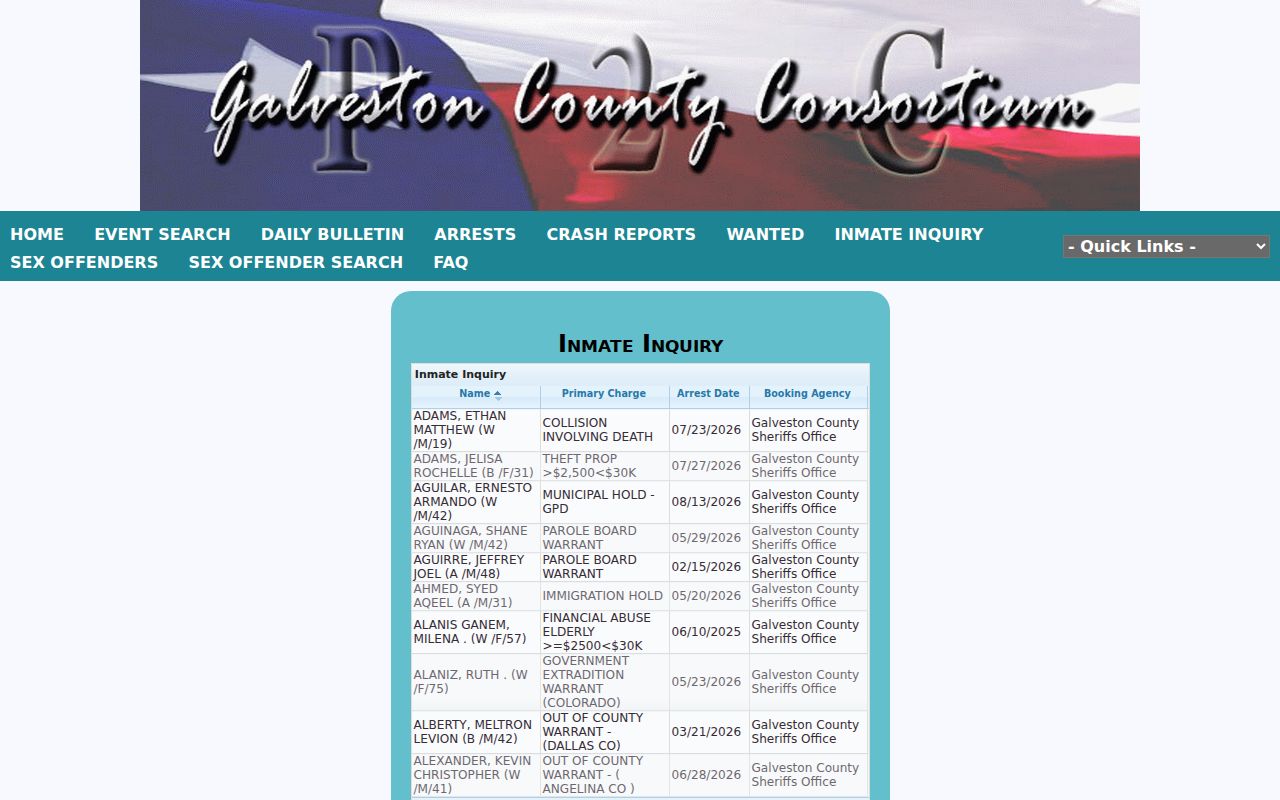 Friendswood resident lookup limits on Galveston County jail inquiry
