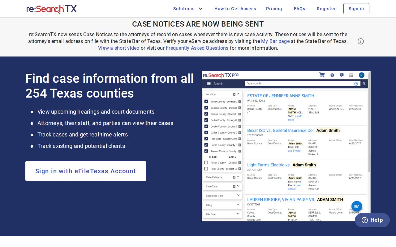 Friendswood resident lookup through the statewide Texas court search