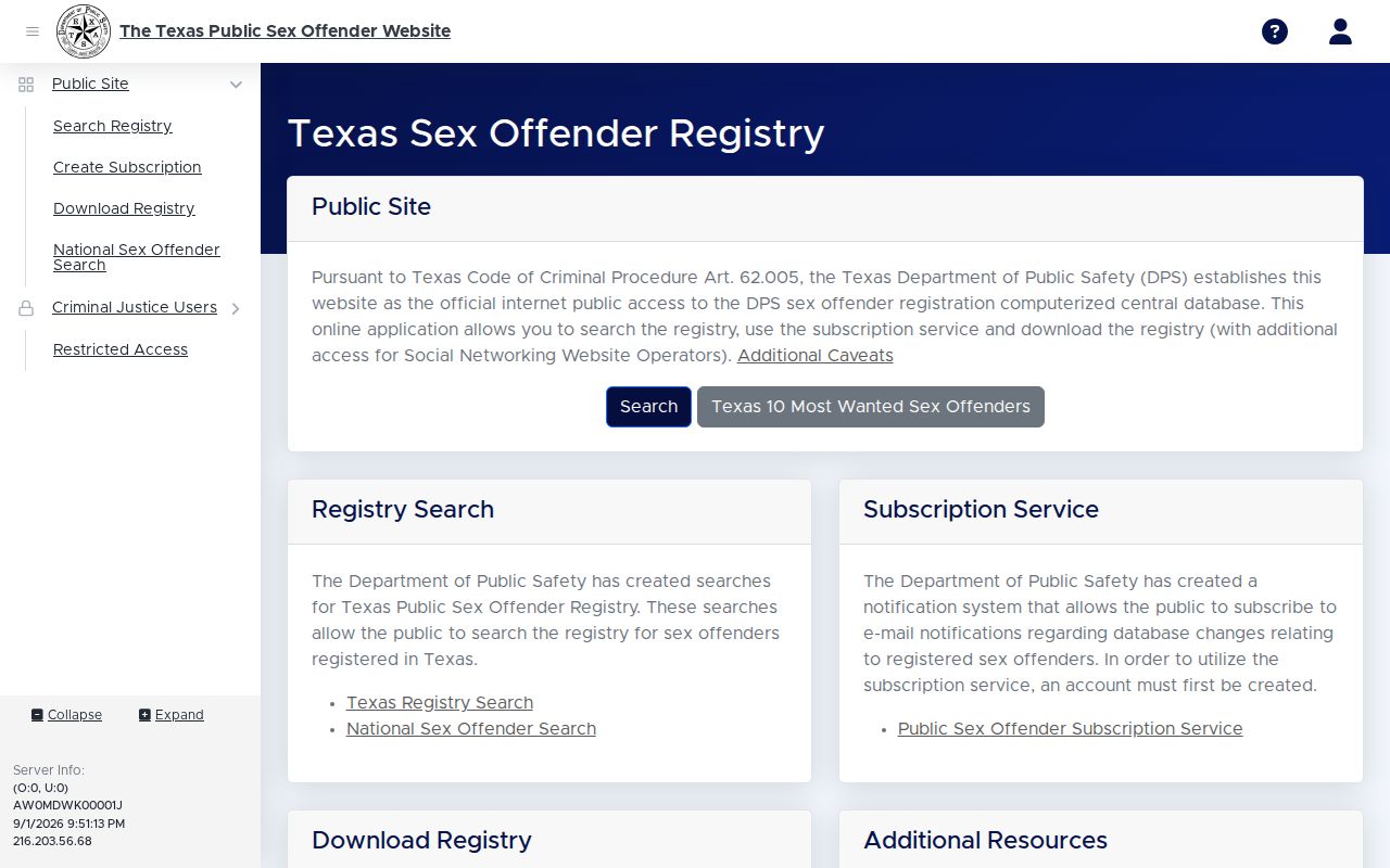 Friendswood resident lookup limits for the Texas DPS registry search
