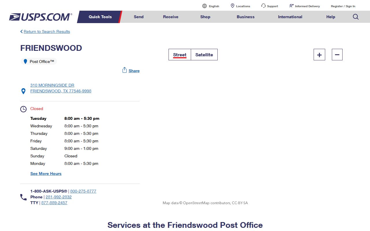 Friendswood ZIP code directory image of Friendswood Post Office details